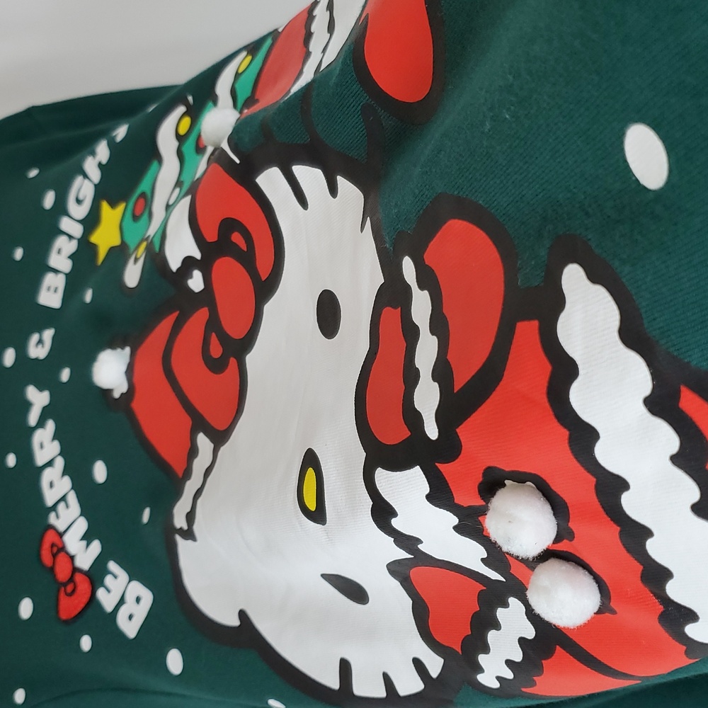 Hello Kitty Woman's Graphic Christmas Sweatshirt ~ Green - Picture 7 of 12